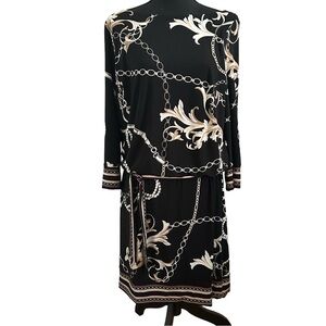 White House Black Market Chain & Floral Print Pull on Dress. Size 10